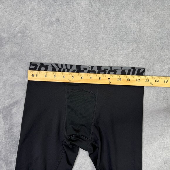 Nike Pro Compression Pants Tights Boys Large L Black 3/4 Length Training 858228 - Picture 7 of 12